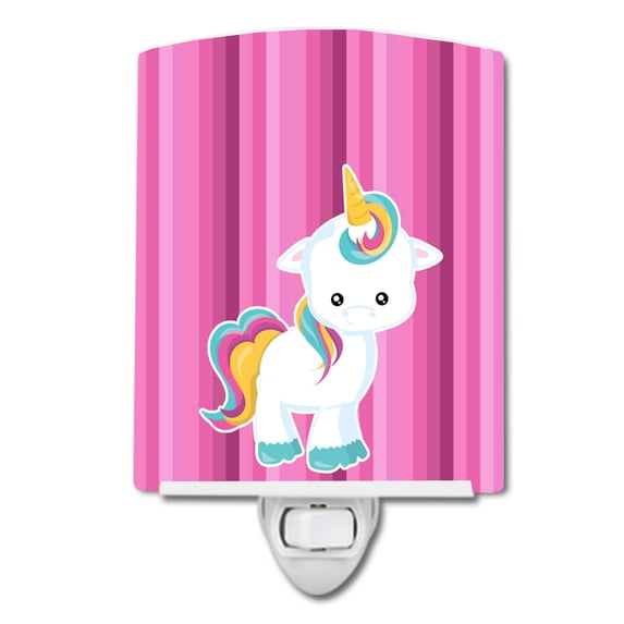 Caroline's Treasures BB6806CNL Pink Stripes Unicorn Ceramic Night Light, 6x4x3", multicolor