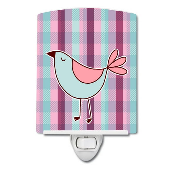 Bird on Purple Plaid Ceramic Night Light