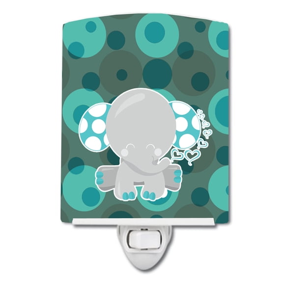Caroline's Treasures BB6838CNL Polkadot Naptime Elephant Ceramic Night Light, 6x4x3", multicolor