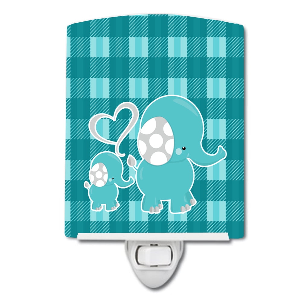 Caroline's Treasures BB6839CNL Plaid Momma and Baby Elephant Ceramic Night Light, 6x4x3", multicolor