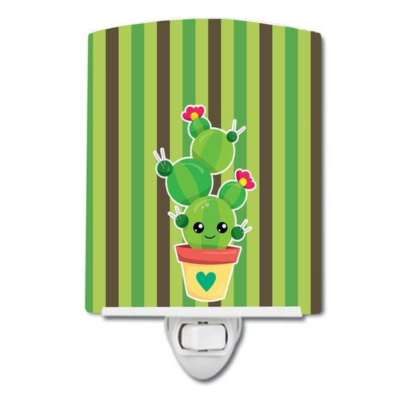 Caroline's Treasures BB6847CNL Cactus Stripe Ceramic Night Light, 6x4x3", multicolor