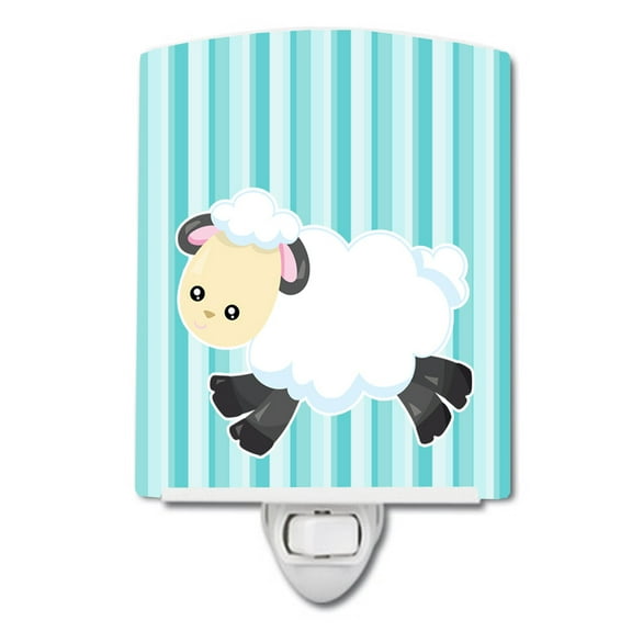 Sheep on Blue Stripes Ceramic Night Light