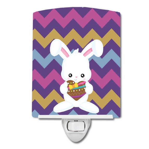Caroline's Treasures BB6901CNL Easter Rabbit with Chocolate Heart Ceramic Night Light, 6x4x3", multicolor