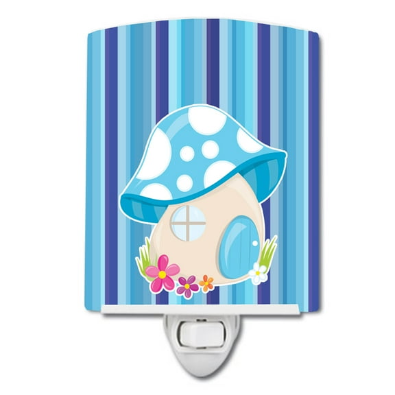 Fairy House Blue Stripes Ceramic Night Light