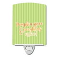 thumbnail image 1 of Caroline's Treasures BB6922CNL Fall Pumpkin Spice Green Stripe Ceramic Night Light, 6x4x3", multicolor, 1 of 2
