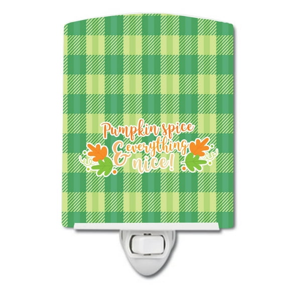 Caroline's Treasures BB6923CNL Fall Pumpkin Spice Gingham Ceramic Night Light, 6x4x3", multicolor