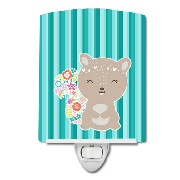 Caroline's Treasures BB6936CNL Flowered Squirrel Ceramic Night Light, 6x4x3", multicolor
