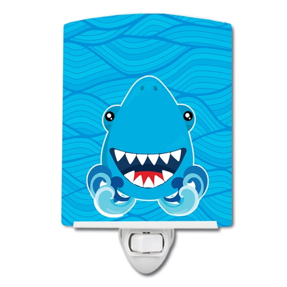 Caroline's Treasures BB6947CNL Shark Open Wide in Waves Ceramic Night Light, 6x4x3", multicolor