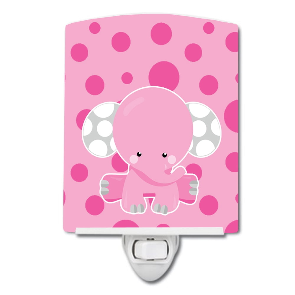 Caroline's Treasures BB6949CNL Elephant with Pink Polkadots Ceramic Night Light, 6x4x3", multicolor