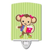 Caroline's Treasures BB7016CNL Monkey Going to School Ceramic Night Light, 6x4x3", multicolor