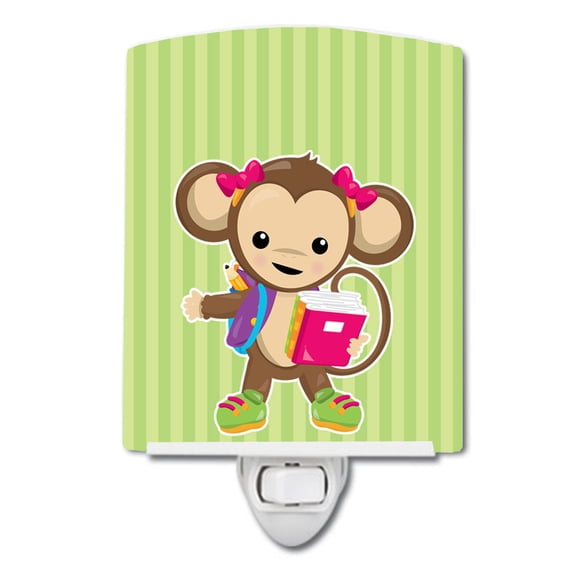 Caroline's Treasures BB7016CNL Monkey Going to School Ceramic Night Light, 6x4x3", multicolor