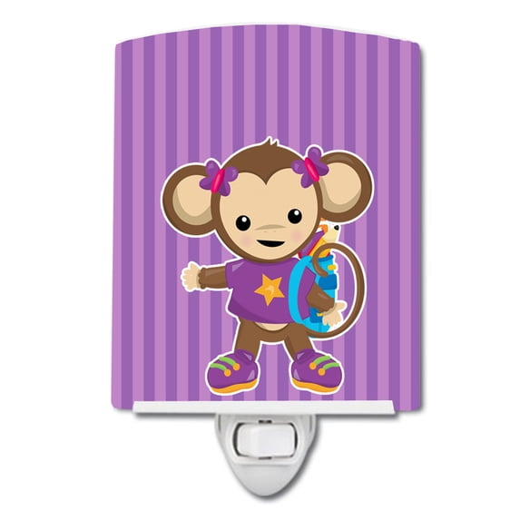 Caroline's Treasures BB7017CNL Monkey with Backpack Ceramic Night Light, 6x4x3", multicolor