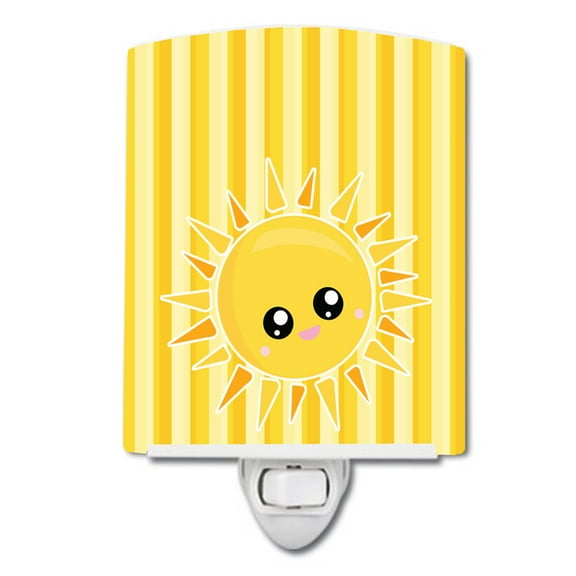 Caroline's Treasures BB7071CNL Sunshine Sun Face on Stripes Ceramic Night Light, 6x4x3", multicolor