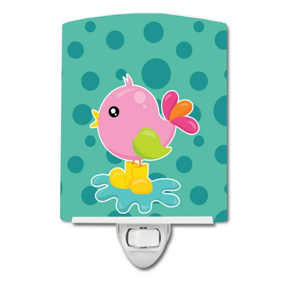 Caroline's Treasures BB7103CNL Bird in Rainboots and Puddle Ceramic Night Light, 6x4x3", multicolor