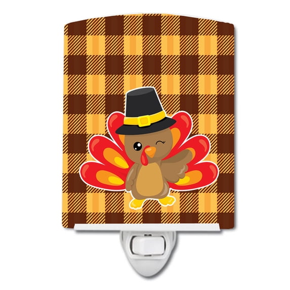 Caroline's Treasures BB7114CNL Thanksgiving Turkey Wink Ceramic Night Light, 6x4x3", multicolor