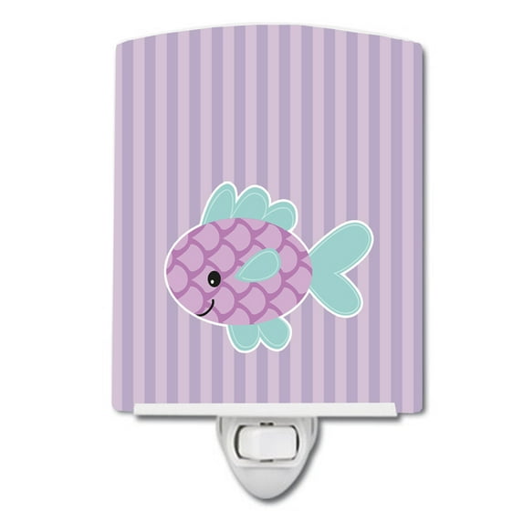 Caroline's Treasures BB7128CNL Purple Fish Ceramic Night Light, 6x4x3", multicolor