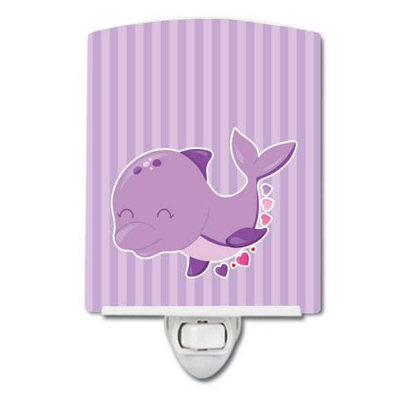 Caroline's Treasures BB7132CNL Purple Dolphin Ceramic Night Light, Purple, 6x4x3", multicolor