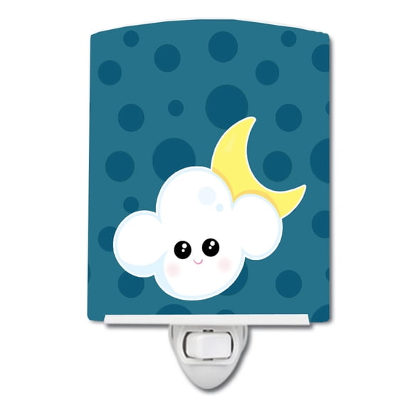 Caroline's Treasures BB7154CNL Weather Cloudy Moon Face Ceramic Night Light, 6x4x3", multicolor