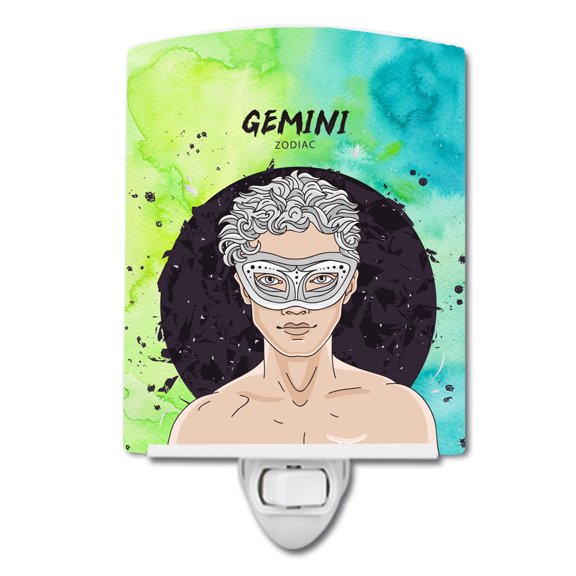Caroline's Treasures BB7319CNL Gemini Zodiac Sign Ceramic Night Light, 6x4x3", multicolor