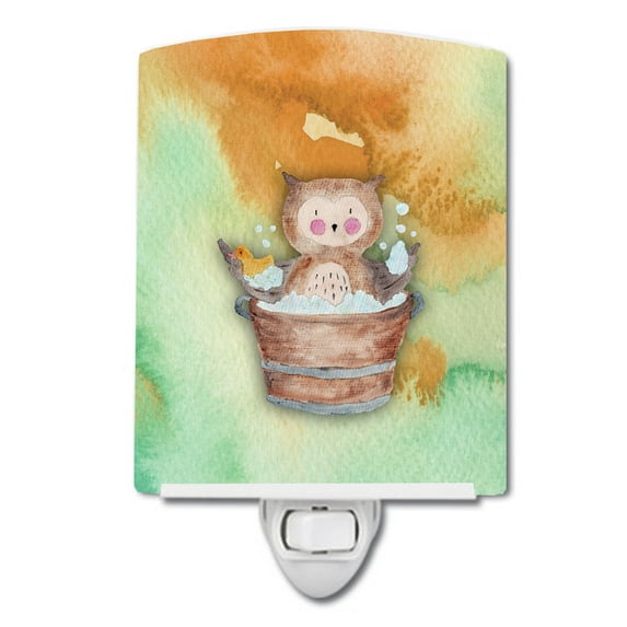 Caroline's Treasures BB7342CNL Owl Bathing Watercolor Ceramic Night Light, 6x4x3", multicolor