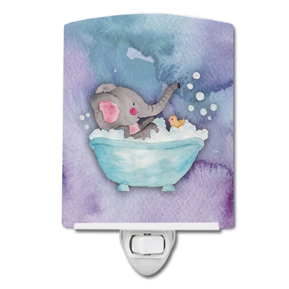 Caroline's Treasures BB7346CNL Elephant Bathing Watercolor Ceramic Night Light, 6x4x3", multicolor
