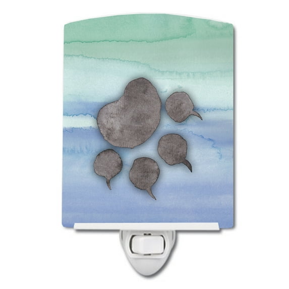 Caroline's Treasures BB7356CNL Cat Paw Watercolor Ceramic Night Light, 6x4x3", multicolor