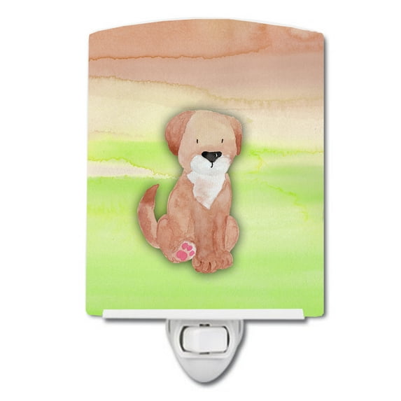 Dog Green and Brown Watercolor Ceramic Night Light