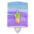 thumbnail image 1 of Caroline's Treasures BB7363CNL Cactus Blue and Purple Watercolor Ceramic Night Light, 6x4x3", multicolor, 1 of 2