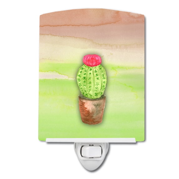 Caroline's Treasures BB7365CNL Cactus Green and Brown Watercolor Ceramic Night Light, 6x4x3", multicolor