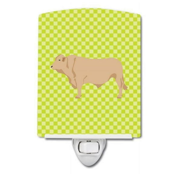 Caroline's Treasures BB7652CNL Charolais Cow Green Ceramic Night Light, 6x4x3", multicolor