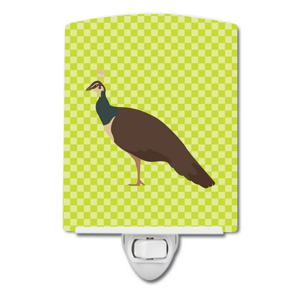 Caroline's Treasures BB7753CNL Indian Peahen Peafowl Green Ceramic Night Light, 6x4x3", multicolor