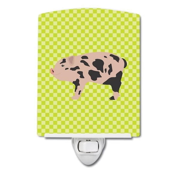 Caroline's Treasures BB7761CNL Mini Miniature Pig Green Ceramic Night Light, 6x4x3", multicolor