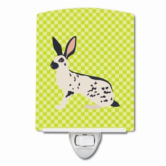 Caroline's Treasures BB7787CNL English Spot Rabbit Green Ceramic Night Light, 6x4x3", multicolor