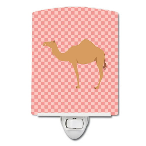 Caroline's Treasures BB7817CNL Arabian Camel Dromedary Pink Check Ceramic Night Light, 6x4x3", multicolor