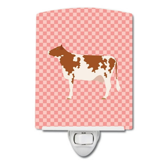 Ayrshire Cow Pink Check Ceramic Night Light