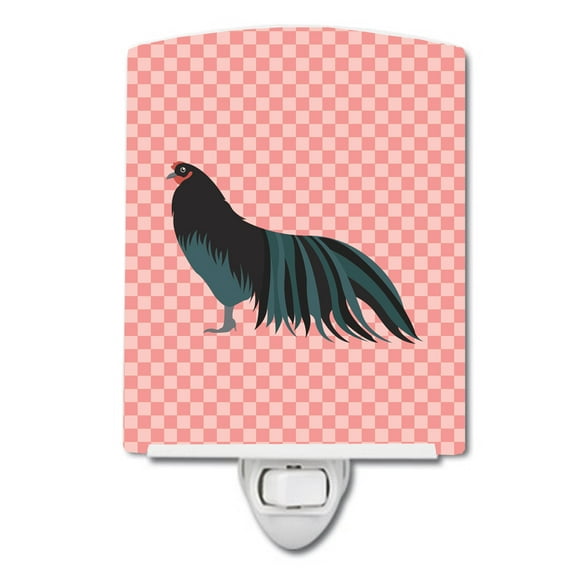 Caroline's Treasures BB7833CNL Sumatra Chicken Pink Check Ceramic Night Light, 6x4x3", multicolor