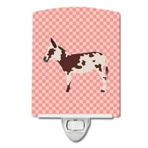 Caroline's Treasures BB7851CNL Spotted Donkey Pink Check Ceramic Night Light, 6x4x3", multicolor