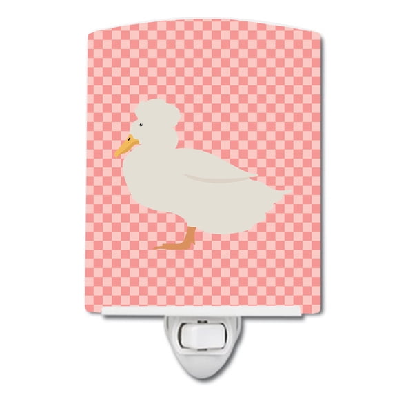 Caroline's Treasures BB7857CNL Crested Duck Pink Check Ceramic Night Light, 6x4x3", multicolor