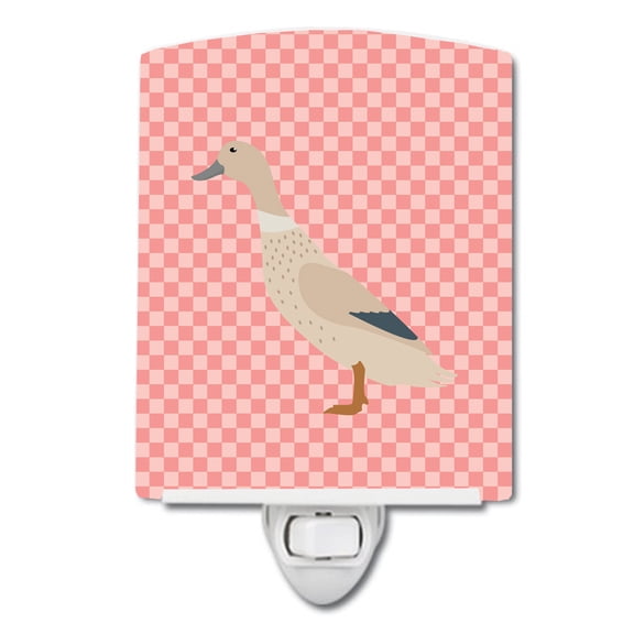 Caroline's Treasures BB7858CNL West Harlequin Duck Pink Check Ceramic Night Light, 6x4x3", multicolor
