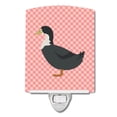 thumbnail image 1 of Blue Swedish Duck Pink Check Ceramic Night Light, 1 of 2