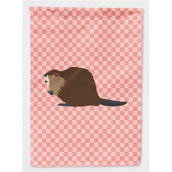 Caroline's Treasures BB7873GF Eurasian Beaver Pink Check Flag Garden Size , Small, multicolor
