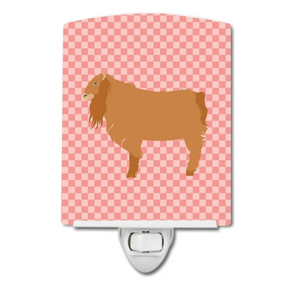 Caroline's Treasures BB7885CNL Lamancha Goat Pink Check Ceramic Night Light, 6x4x3", multicolor