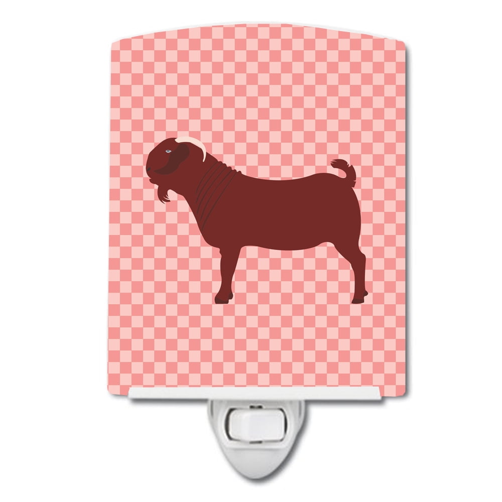 Kalahari Red Goat Pink Check Ceramic Night Light