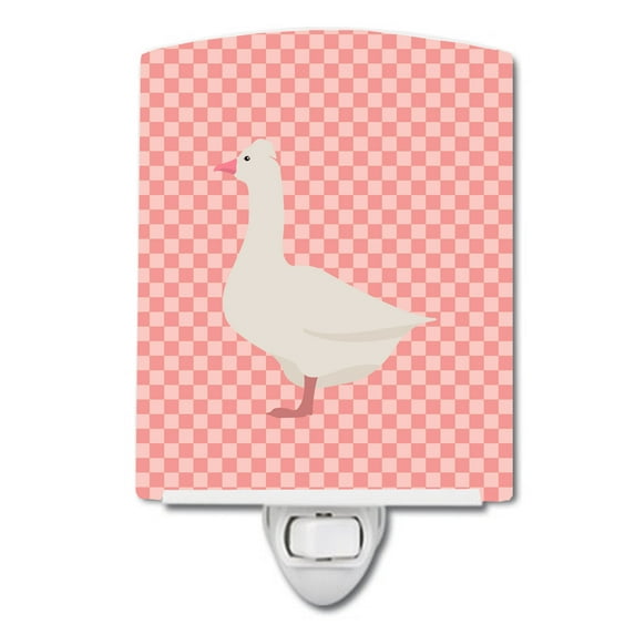 Caroline's Treasures BB7898CNL Roman Goose Pink Check Ceramic Night Light, 6x4x3", multicolor