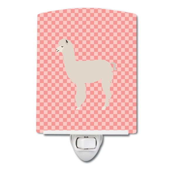 Caroline's Treasures BB7919CNL Alpaca Pink Check Ceramic Night Light, 6x4x3", multicolor