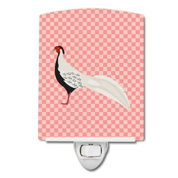 Silver Pheasant Pink Check Ceramic Night Light