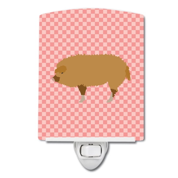Caroline's Treasures BB7934CNL Hungarian Mangalica Pig Pink Check Ceramic Night Light, 6x4x3", multicolor