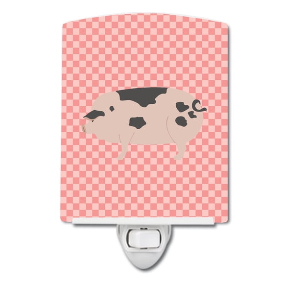 Gloucester Old Spot Pig Pink Check Ceramic Night Light
