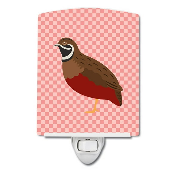 Caroline's Treasures BB7956CNL Chinese Painted or King Quail Pink Check Ceramic Night Light, 6x4x3", multicolor