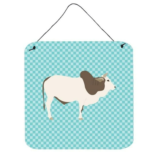 Caroline's Treasures BB8004DS66 Malvi Cow Blue Check Wall or Door Hanging Prints, 6x6, multicolor